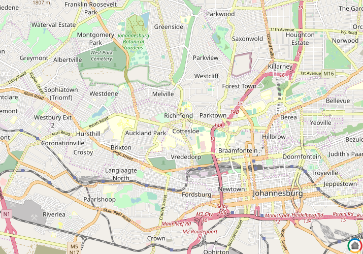 Map location of Sunnyside - JHB